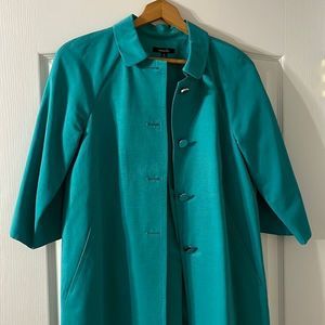 Rafaela Turquoise 3/4 Sleeve Jacket Coat with silver buttons and pockets